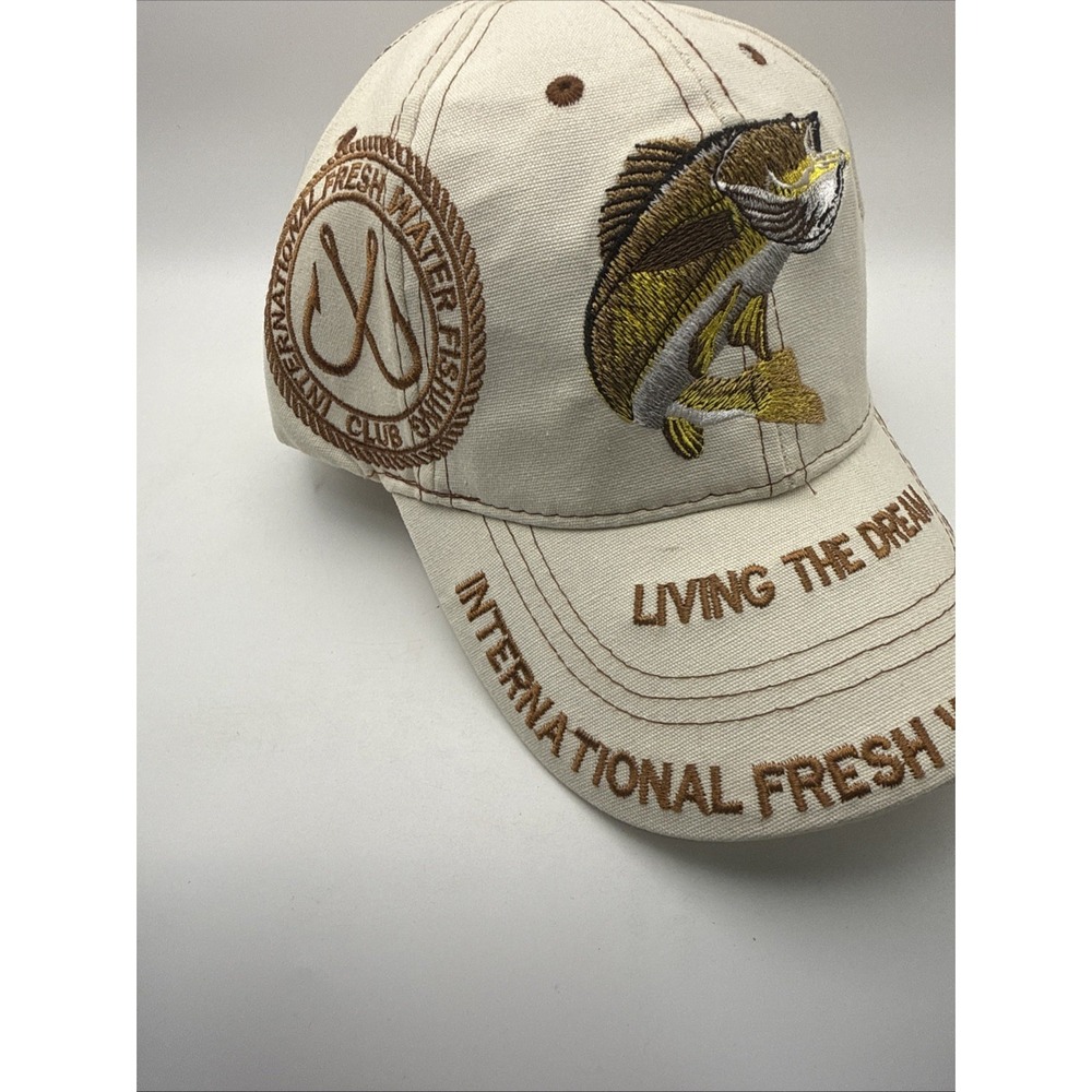 Eighteen Forty Eight Walleye Embroidered Trucker Hat Tan Fishing Hat Adjustable - Picture 2 of 6
